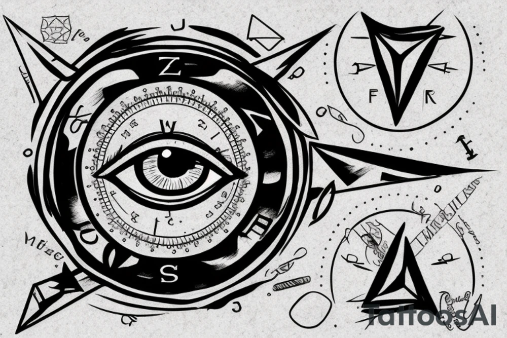 Eye, compass, money and a triangle tattoo idea