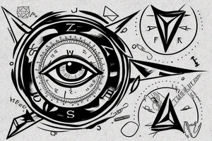 Eye, compass, money and a triangle tattoo idea