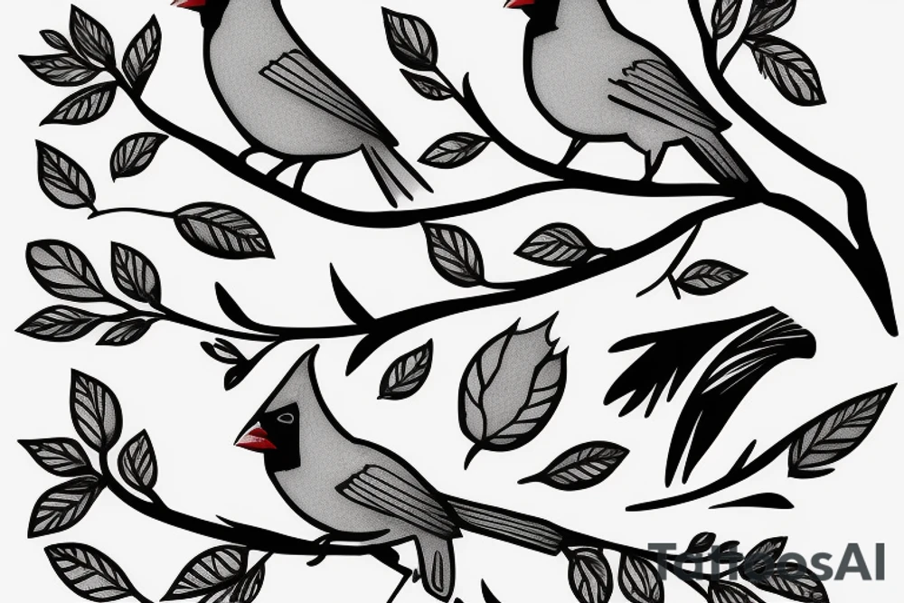 Cardinal on a branch tattoo idea