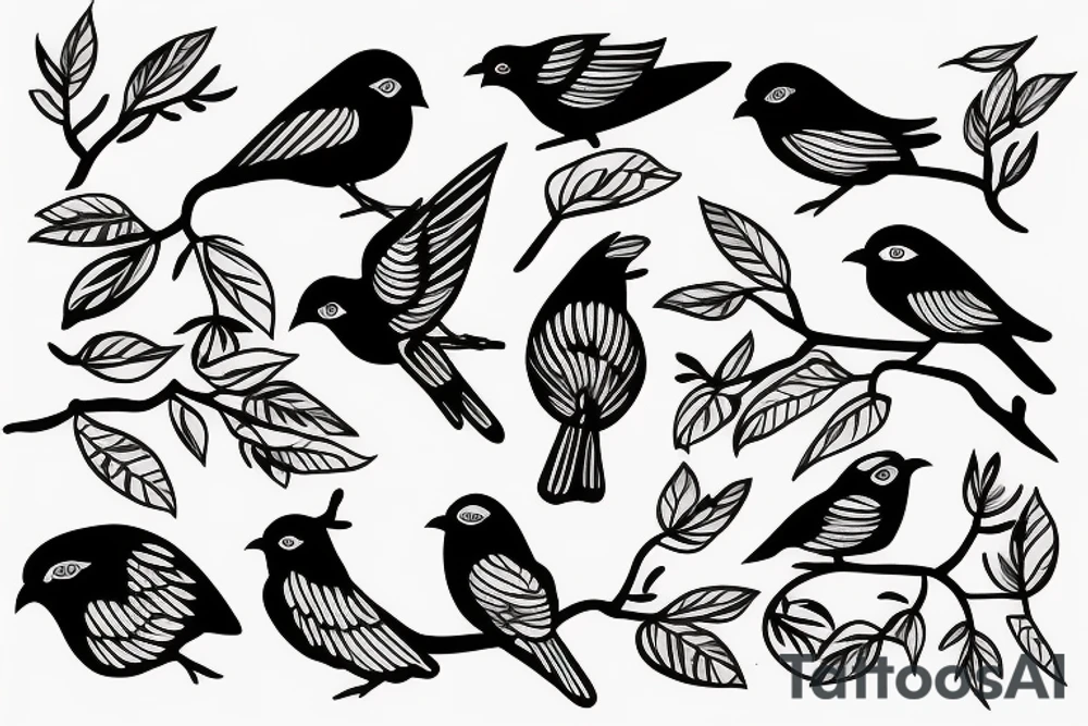 Bird on a branch tattoo idea