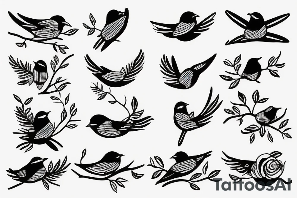 Bird on a branch tattoo idea