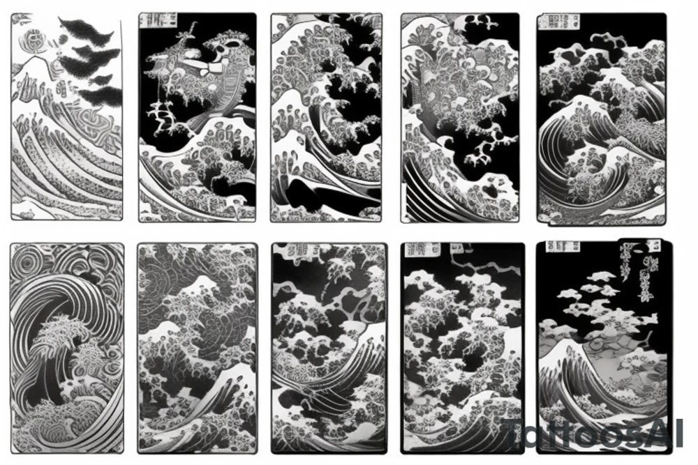 Cyberpunk great wave of kanagawa tattoo idea