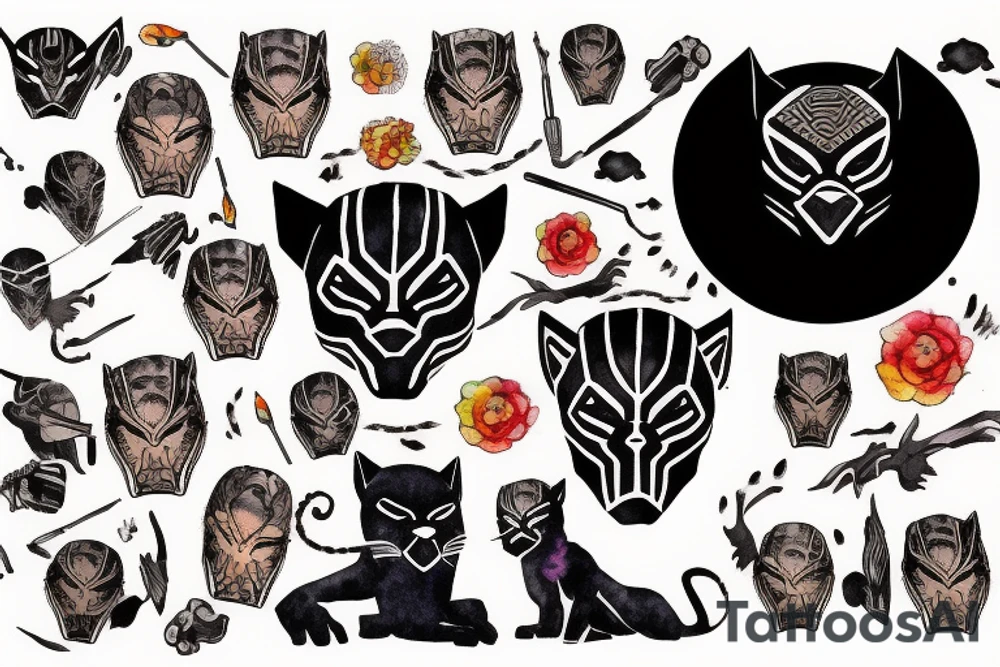 Black panther with straw hat on tattoo idea