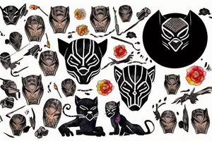 Black panther with straw hat on tattoo idea