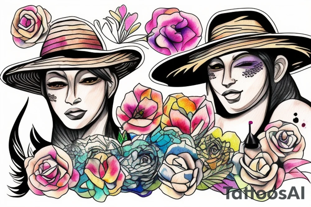 Panther with straw hat on tattoo idea