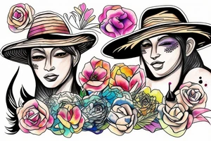 Panther with straw hat on tattoo idea