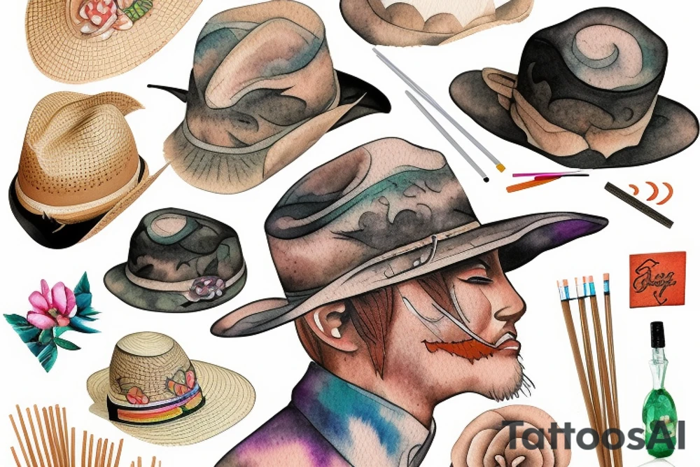 Panther with straw hat on tattoo idea