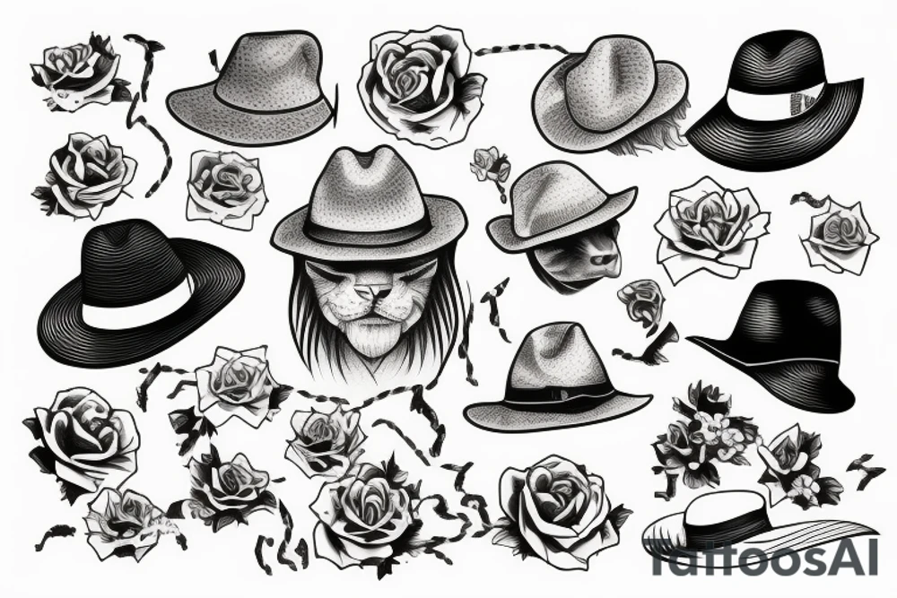 Panther with straw hat on tattoo idea