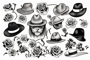 Panther with straw hat on tattoo idea