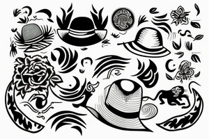 Panther with straw hat on tattoo idea