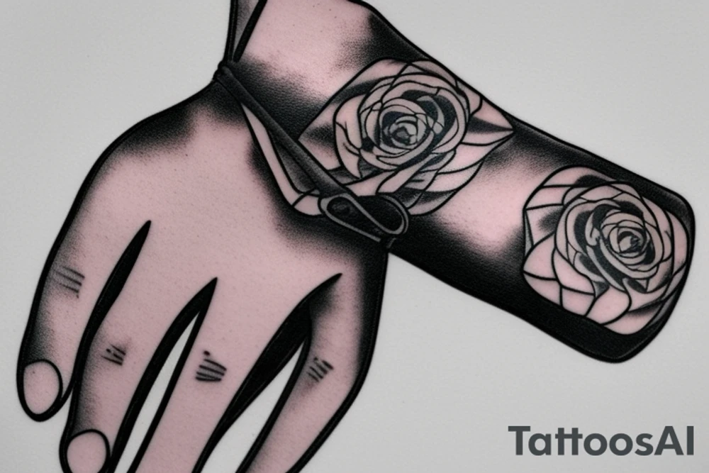 leather glove crime knife gun tattoo idea