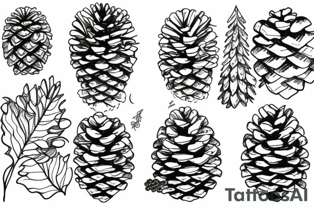 Pinecone and mountains tattoo idea