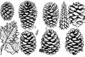 Pinecone and mountains tattoo idea