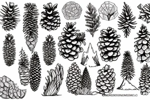 Pinecone and mountains tattoo idea
