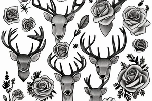deer, rose tattoo idea