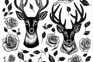 deer, rose tattoo idea