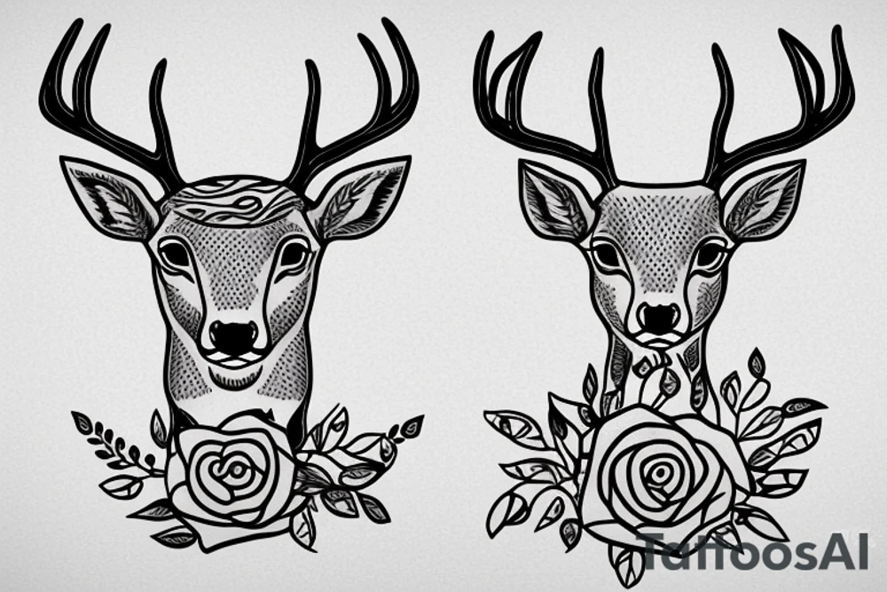 deer with rose tattoo idea