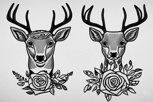 deer with rose tattoo idea
