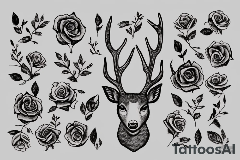 deer with rose tattoo idea