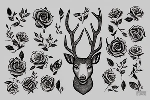 deer with rose tattoo idea