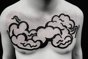 minimalistic upperbody shape with a thundercloud head on the neck tattoo idea