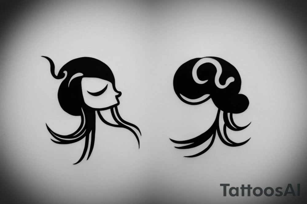 minimalistic upper body shape with a thundercloud head on the neck tattoo idea