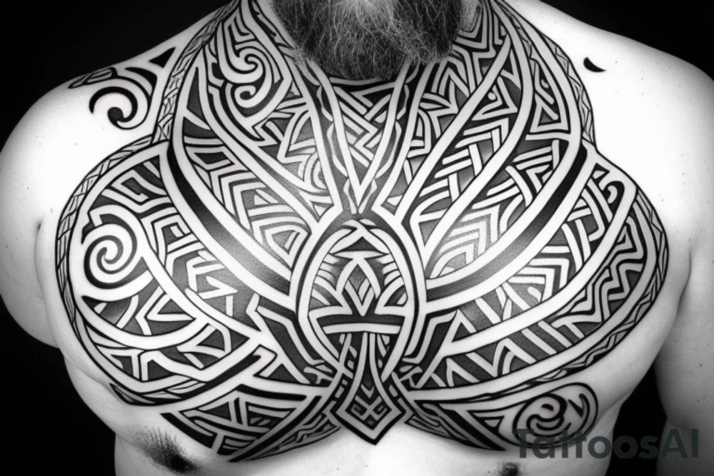 Viking tattoo Maori inspired chest tattoo idea