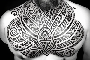 Viking tattoo Maori inspired chest tattoo idea