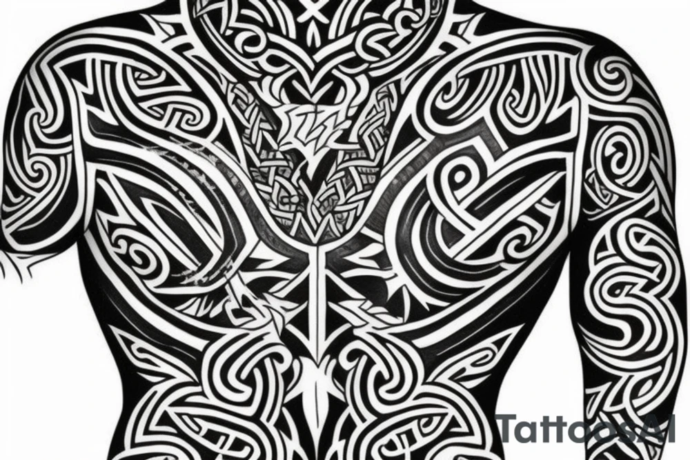 Viking tattoo Maori inspired chest tattoo idea