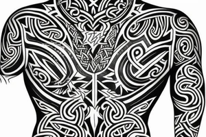 Viking tattoo Maori inspired chest tattoo idea