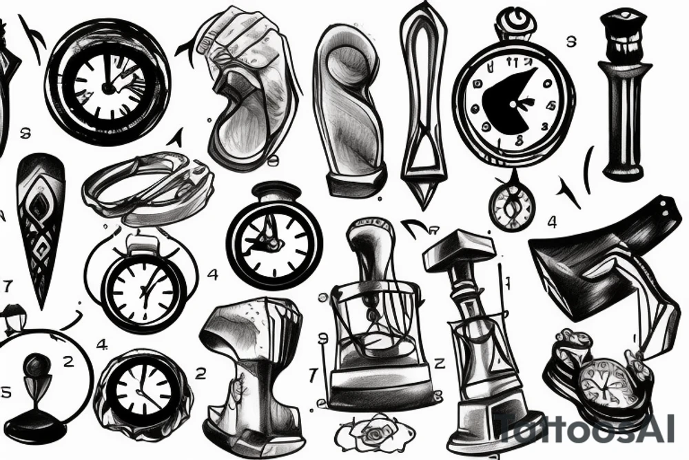 hammer breaking clock tattoo idea