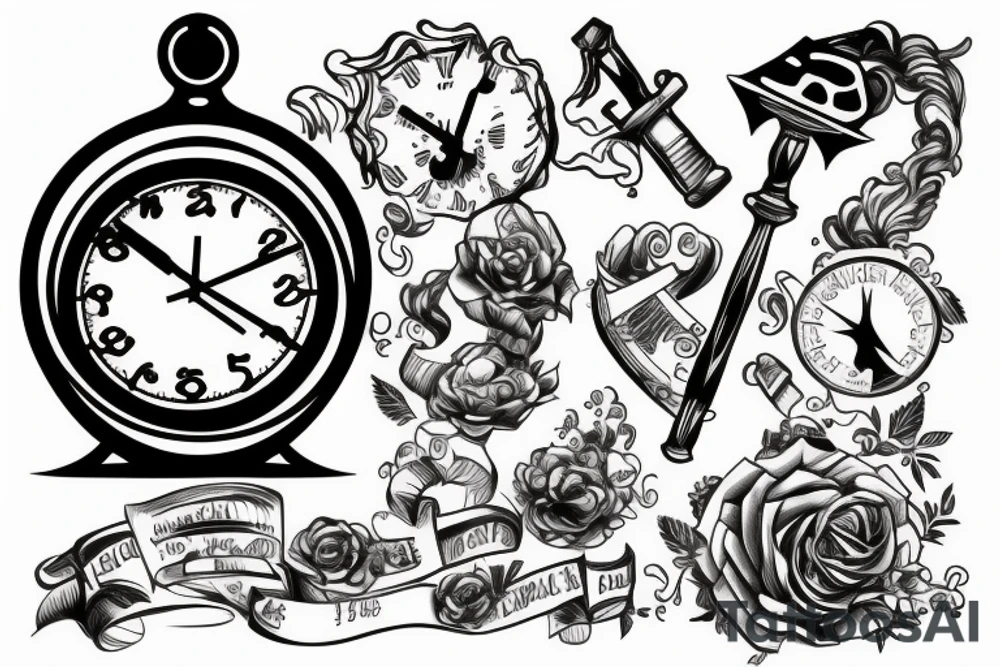 hammer breaking clock tattoo idea