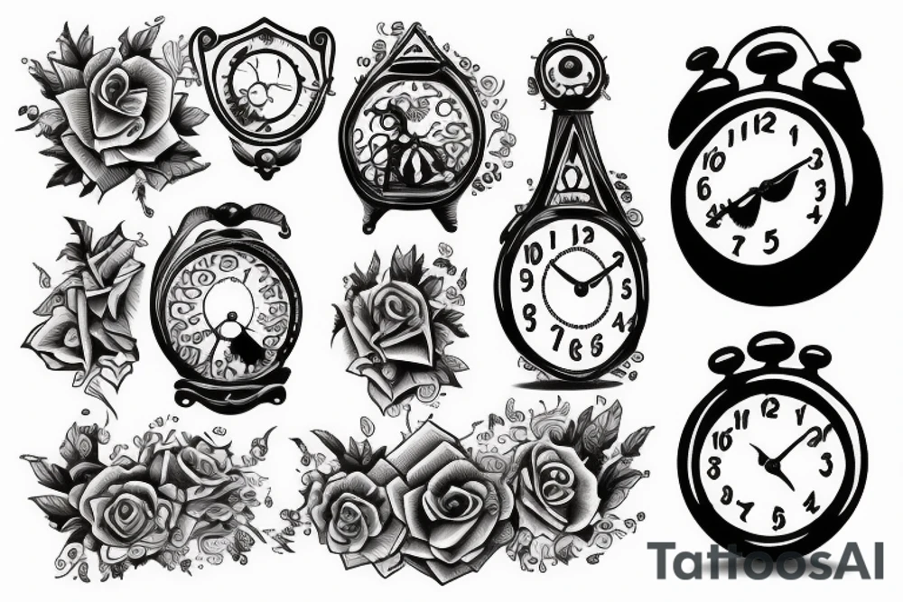 clock inside a hammer tattoo idea