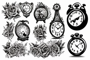 clock inside a hammer tattoo idea