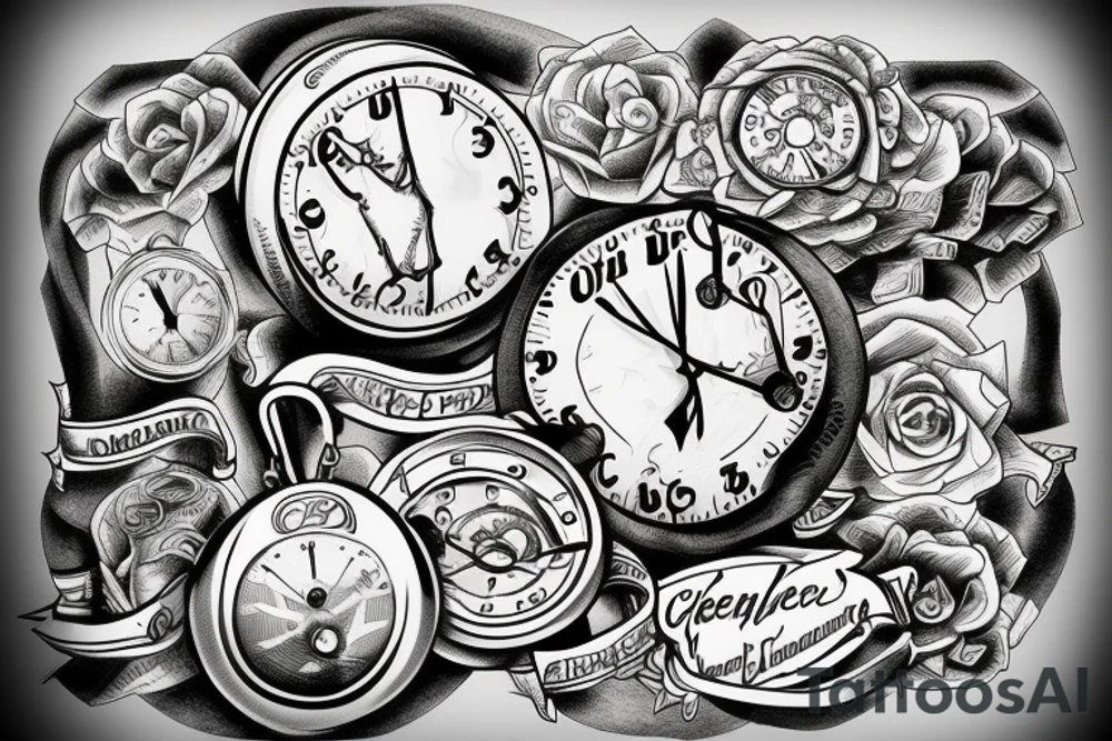 clock inside a hammer tattoo idea