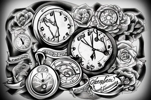 clock inside a hammer tattoo idea