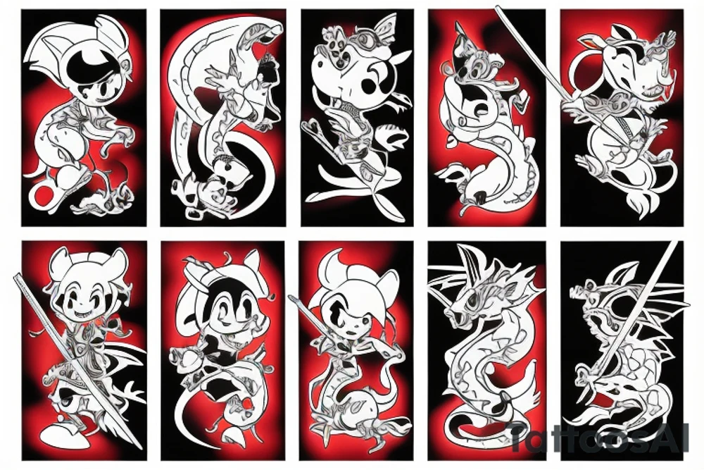Disney young Samurai with baby dragon companion tattoo idea