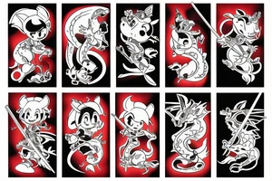 Disney young Samurai with baby dragon companion tattoo idea