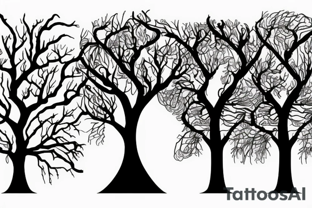 Split tree, with a half died and the other a half alive tattoo idea