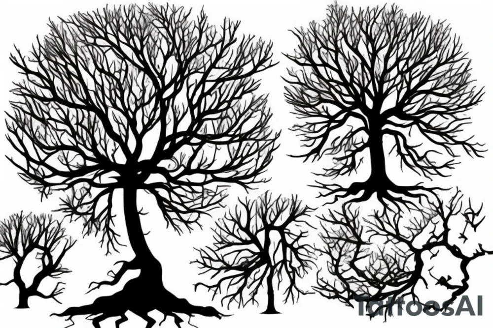 Split tree, with a half, died and the other a half alive tattoo idea