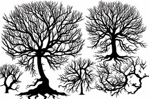 Split tree, with a half, died and the other a half alive tattoo idea