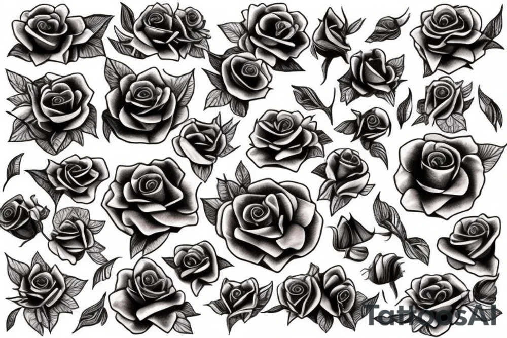 Bed of roses on fire tattoo idea
