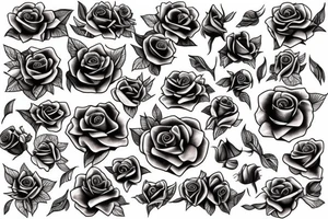 Bed of roses on fire tattoo idea