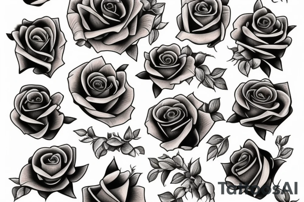 Bed of roses on fire tattoo idea