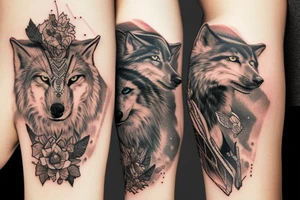 lone wolf for the shoulder, with a technological background tattoo idea