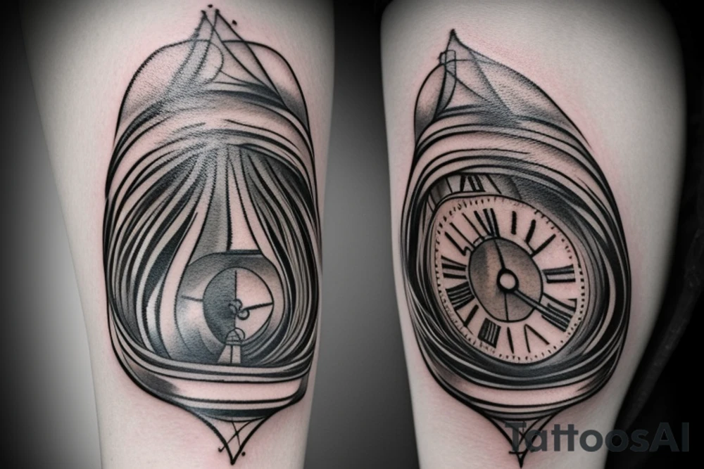 Tattoo of a hourglass with a great background tattoo idea
