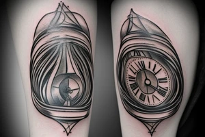 Tattoo of a hourglass with a great background tattoo idea