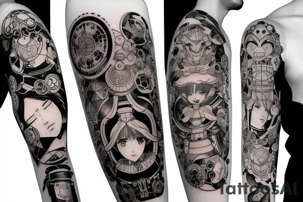 Artificial intelligence Japanese anime Sci-fi Leo Taurus Gemini tattoo idea