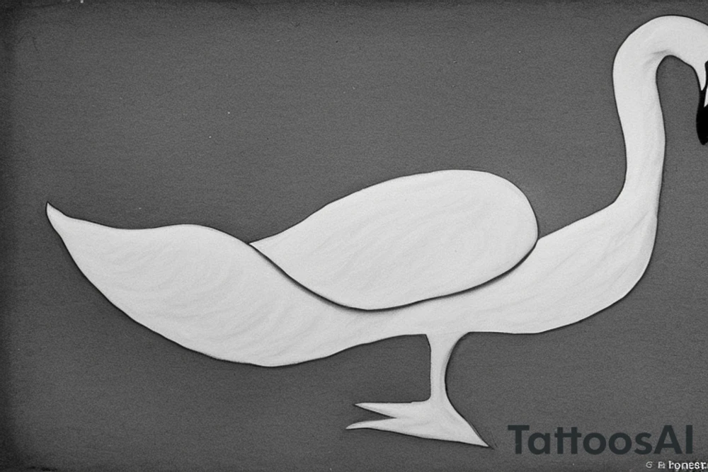 Contour of a swan, that has some Georgian words in it : including: სიცარიელე, იმედი, ამბავი. Heartbroken swan drown as all in one line, without breaking the line. tattoo idea