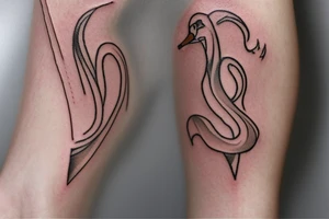 Contour of a swan, that has some Georgian words in it : including: სიცარიელე, იმედი, ამბავი. Heartbroken swan drown as all in one line, without breaking the line. tattoo idea
